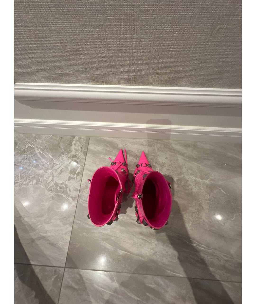 BALENCIAGA Розовые кожаные полусапоги, фото 3