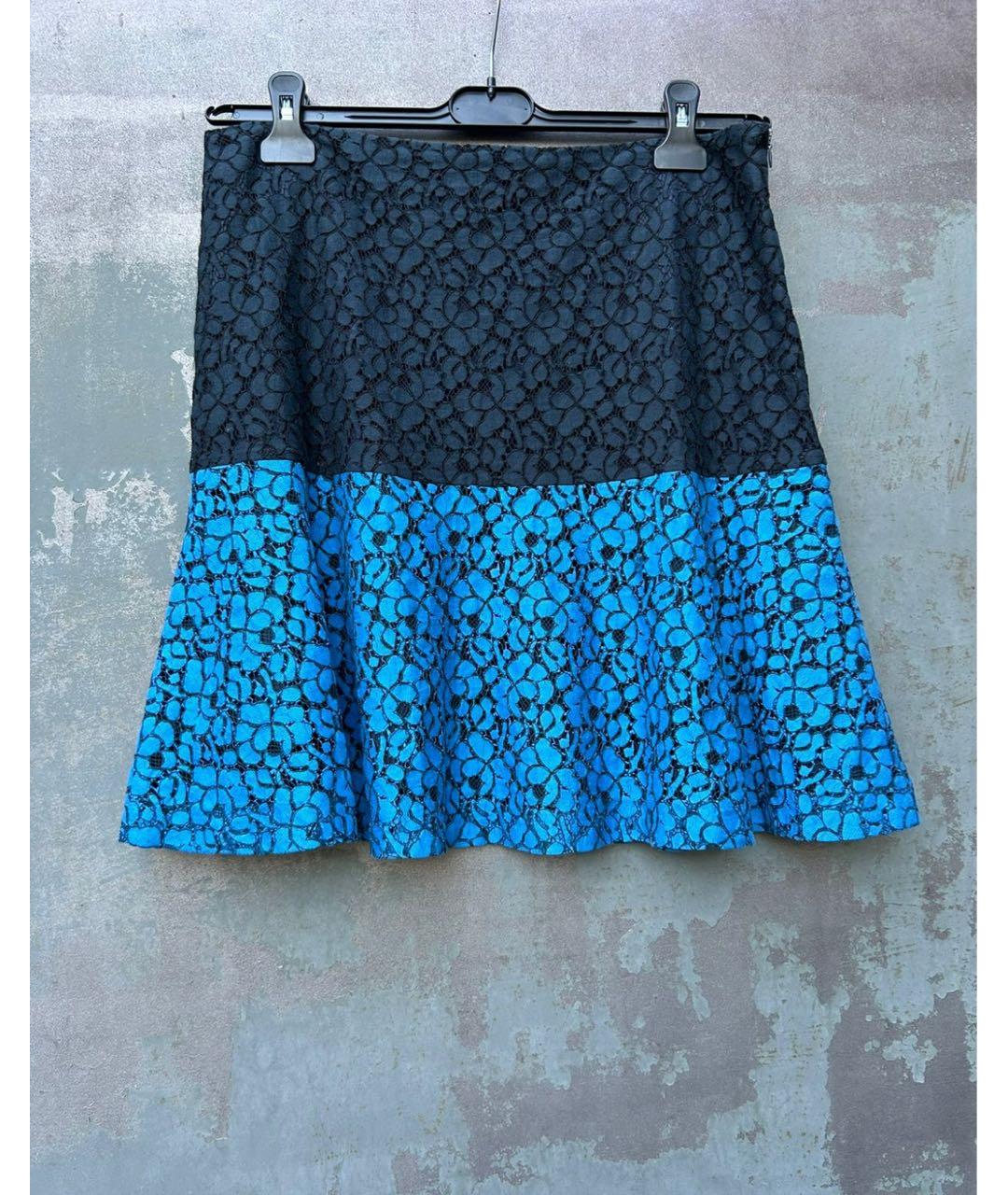 TRUSSARDI Голубая хлопковая юбка мини, фото 9