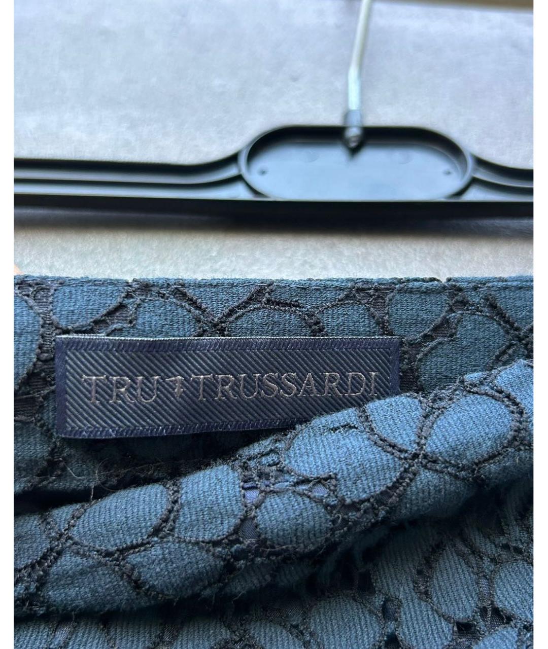 TRUSSARDI Голубая хлопковая юбка мини, фото 2