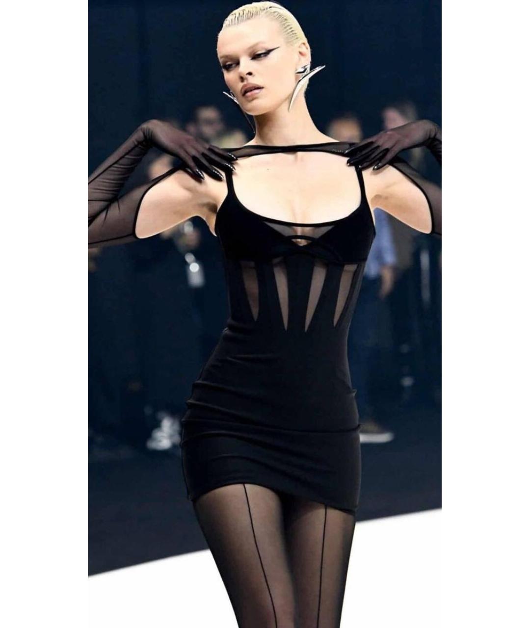 MUGLER Черное полиамидовое коктейльное платье, фото 6