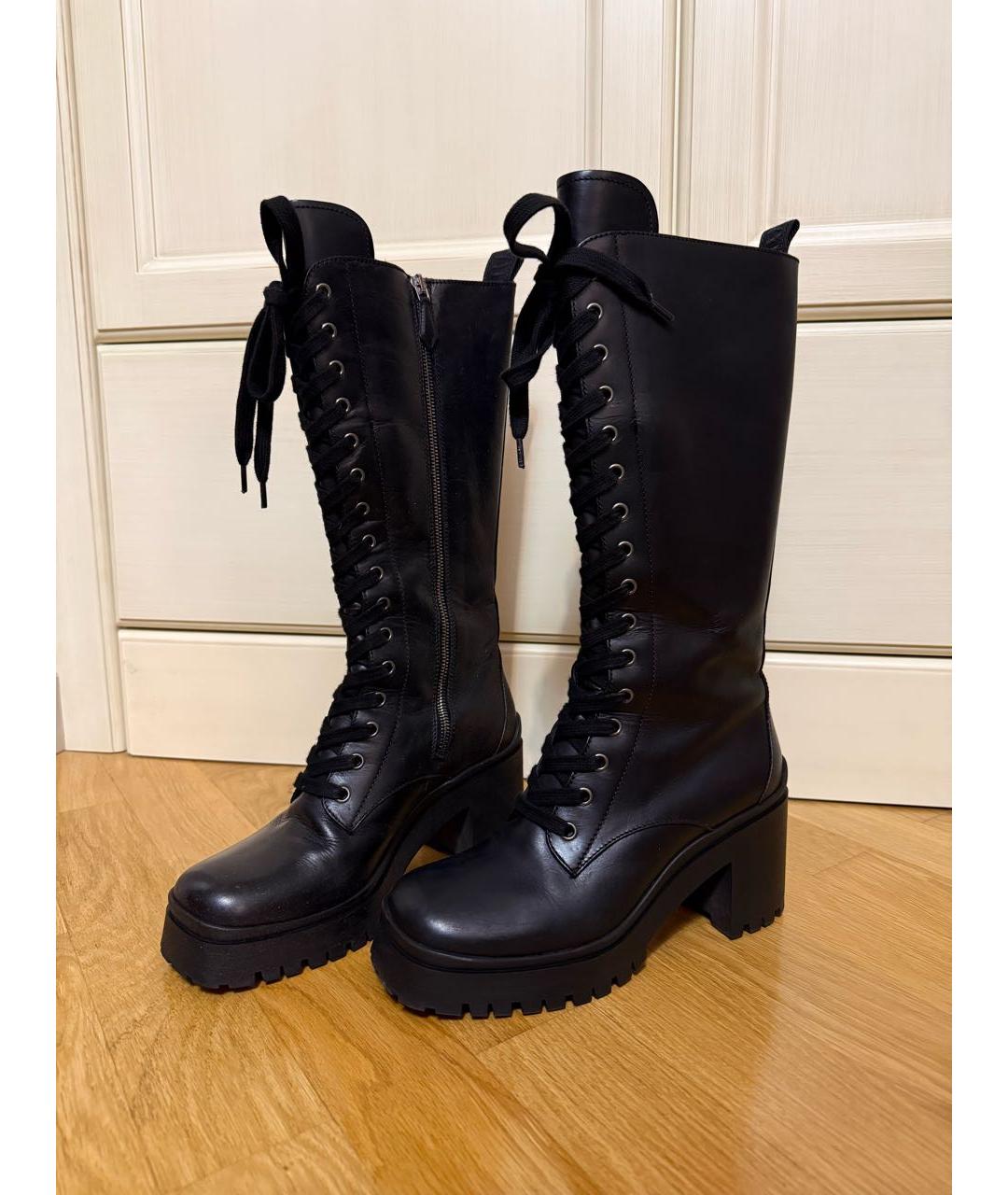 MIU MIU Черные кожаные сапоги, фото 3