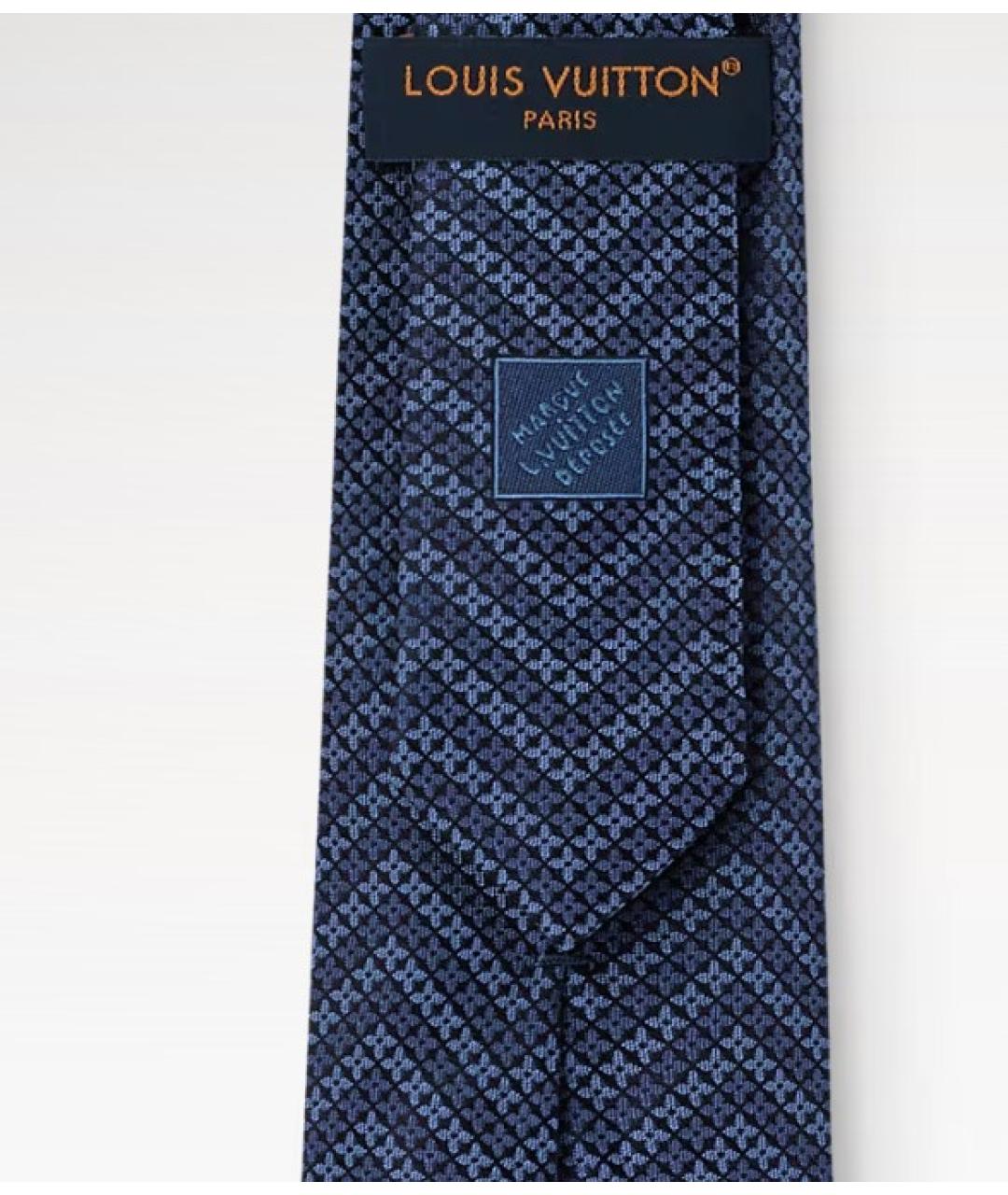 LOUIS VUITTON Синий шелковый галстук, фото 3