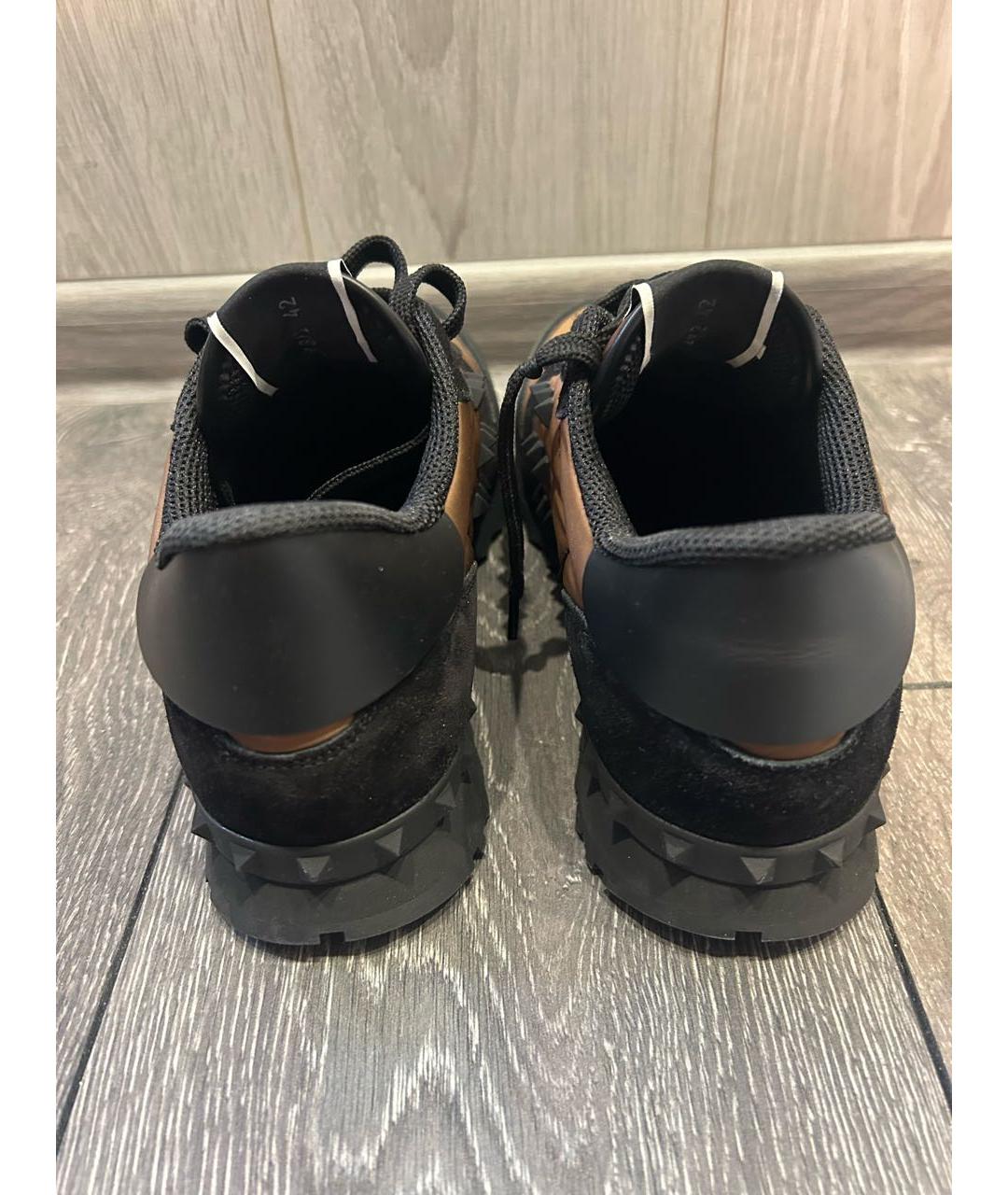 VALENTINO Коричневые кожаные низкие кроссовки / кеды, фото 4