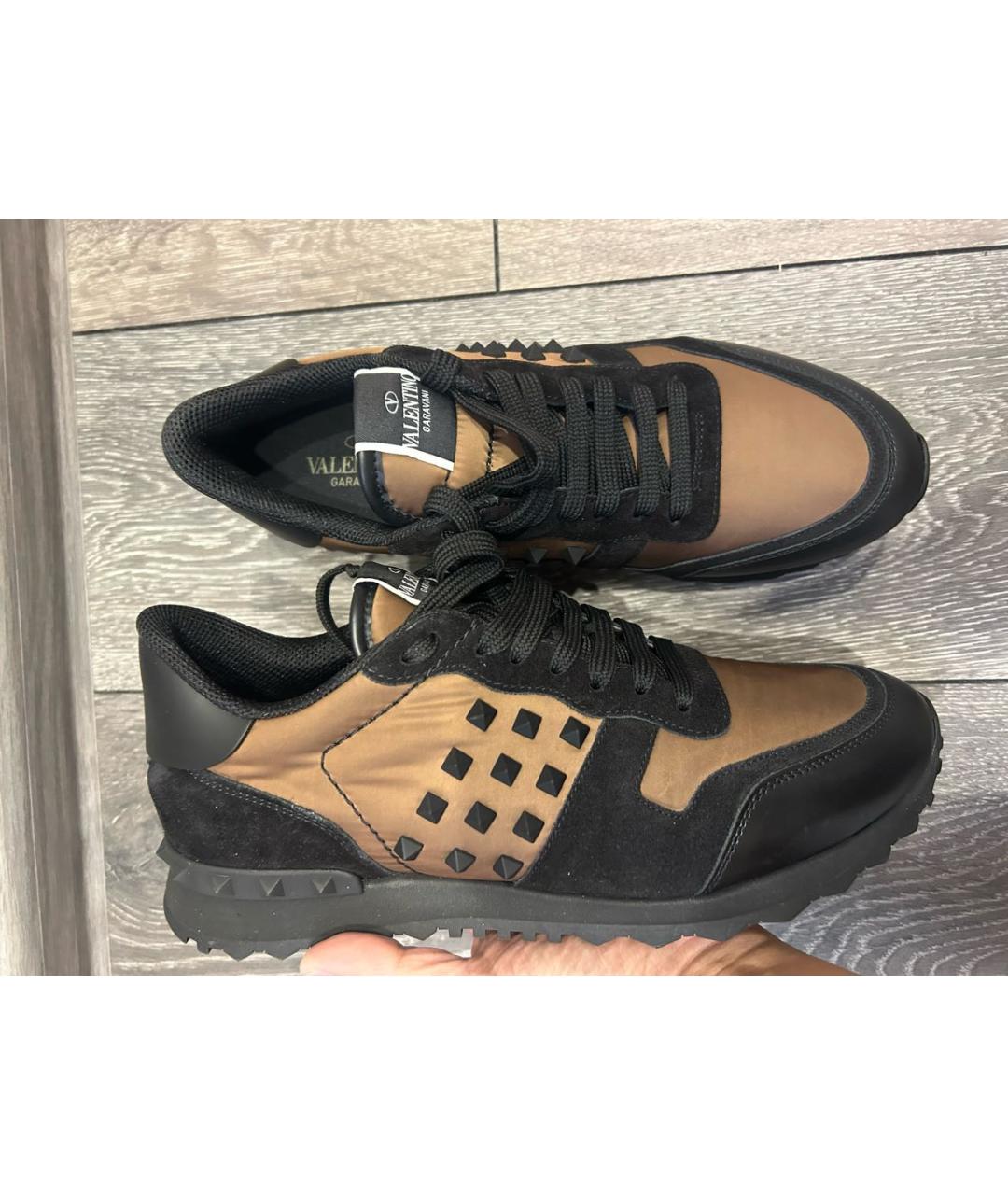 VALENTINO Коричневые кожаные низкие кроссовки / кеды, фото 8