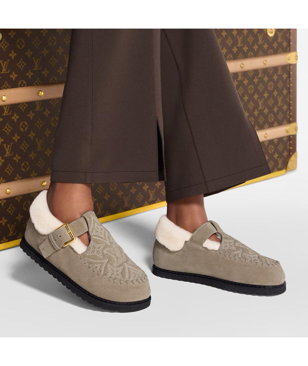 LOUIS VUITTON Бежевые кожаные мюли, фото 4