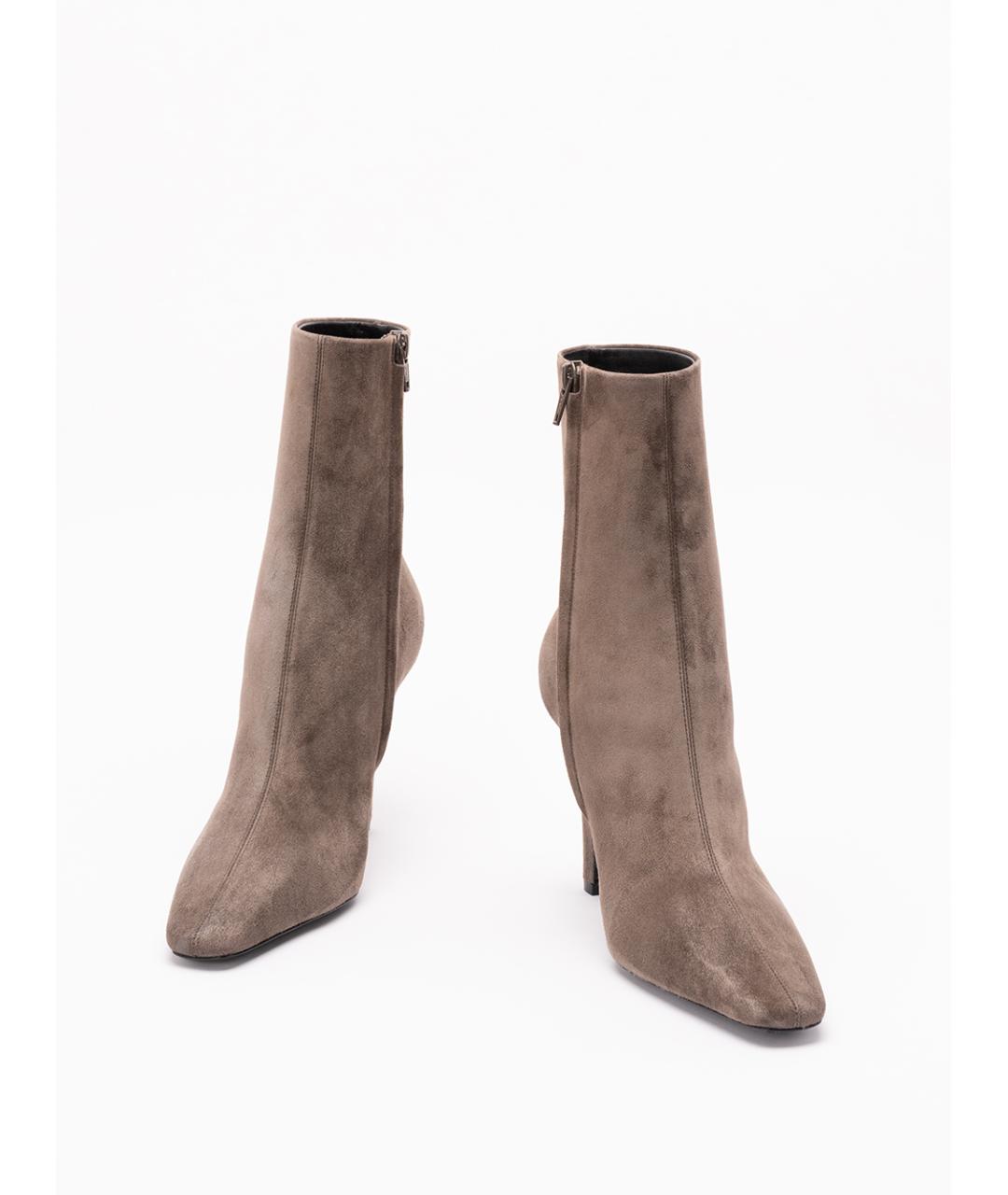 SAINT LAURENT Бежевые кожаные ботильоны, фото 2