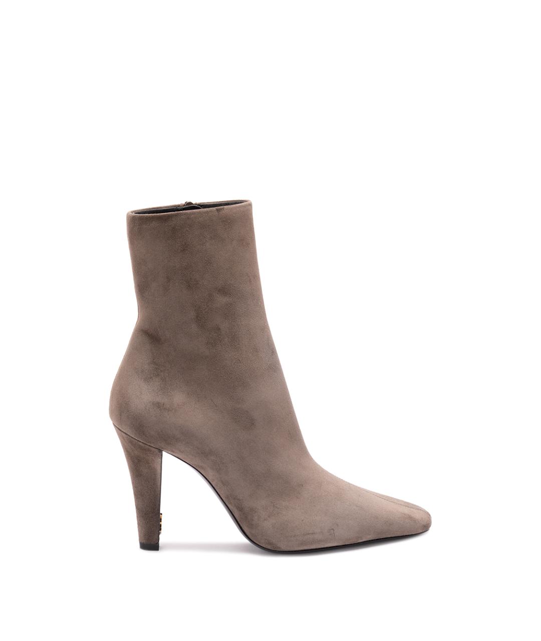 SAINT LAURENT Бежевые кожаные ботильоны, фото 1