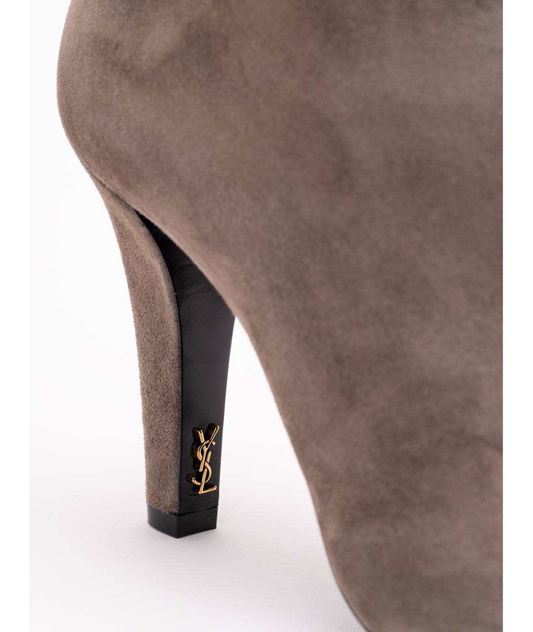 SAINT LAURENT Бежевые кожаные ботильоны, фото 5