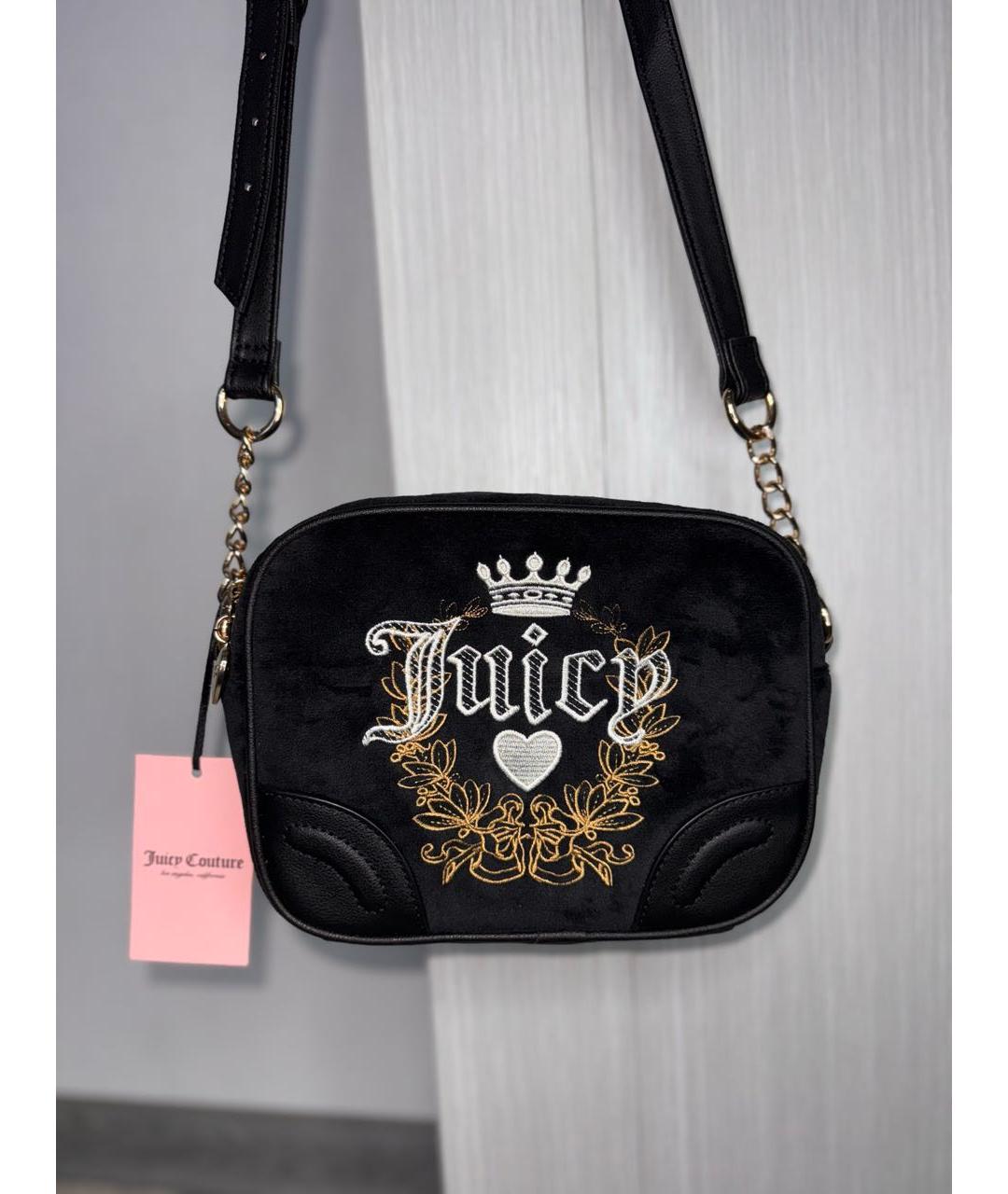 JUICY COUTURE Черная бархатная сумка через плечо, фото 7