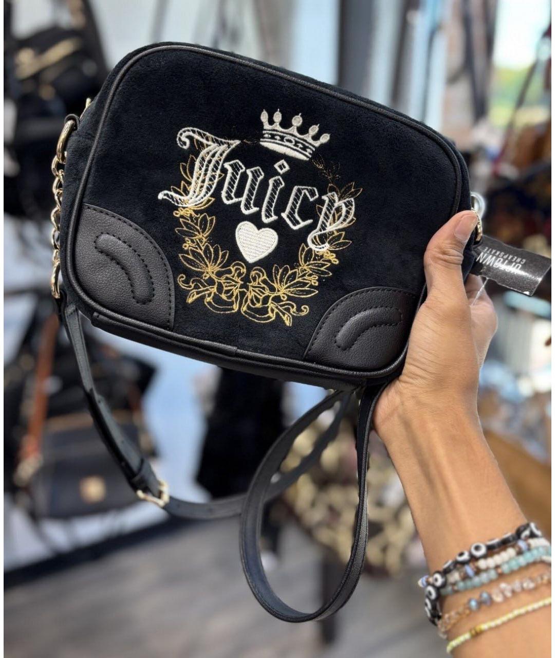 JUICY COUTURE Черная бархатная сумка через плечо, фото 2