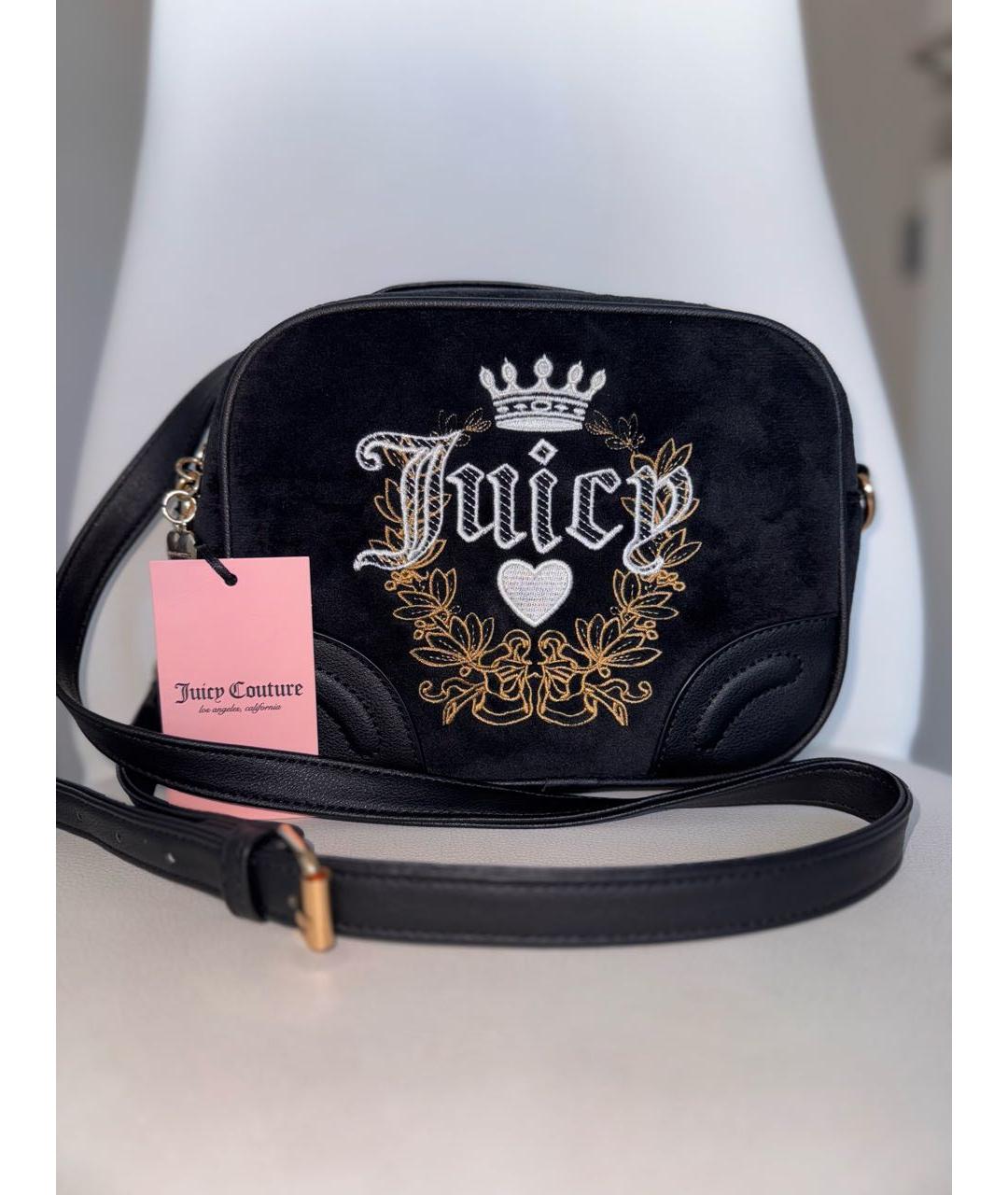 JUICY COUTURE Черная бархатная сумка через плечо, фото 8