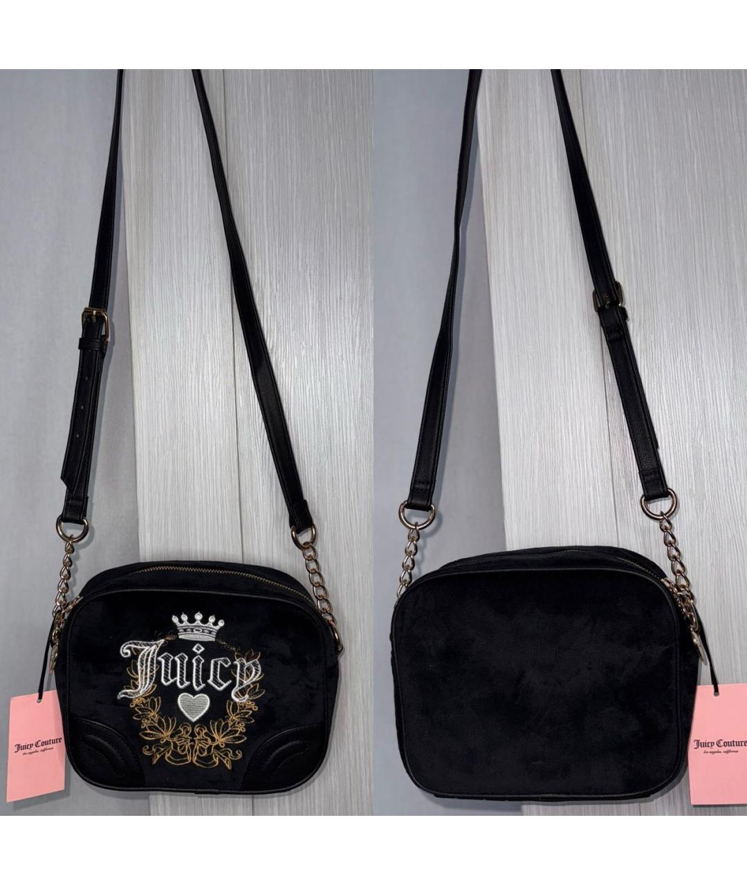 JUICY COUTURE Черная бархатная сумка через плечо, фото 3