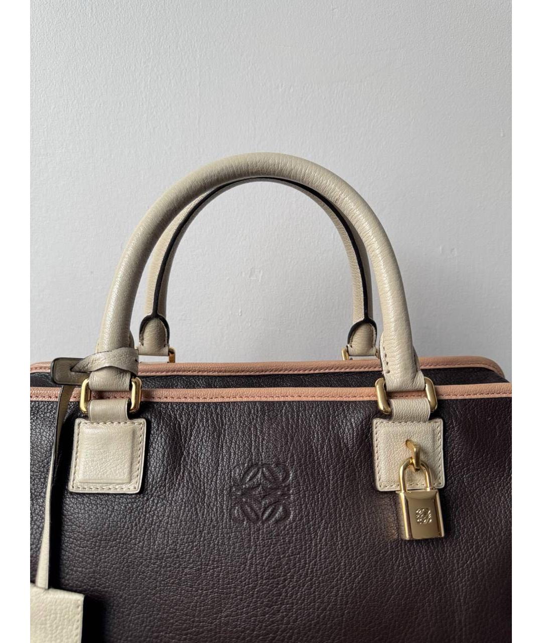 LOEWE Коричневая кожаная сумка с короткими ручками, фото 4