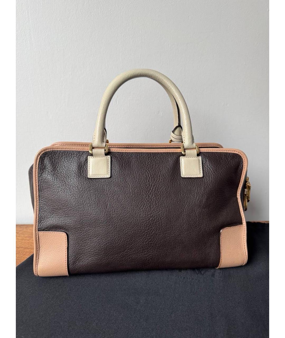 LOEWE Коричневая кожаная сумка с короткими ручками, фото 3