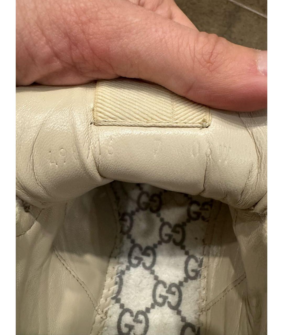 GUCCI Бежевые кожаные низкие кроссовки / кеды, фото 6