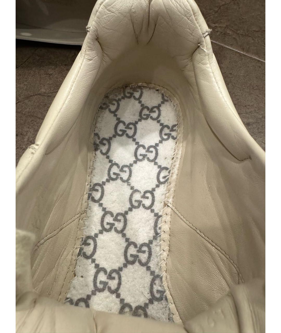 GUCCI Бежевые кожаные низкие кроссовки / кеды, фото 7