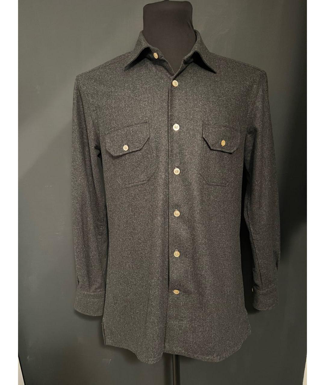 KITON Серая шерстяная кэжуал рубашка, фото 7