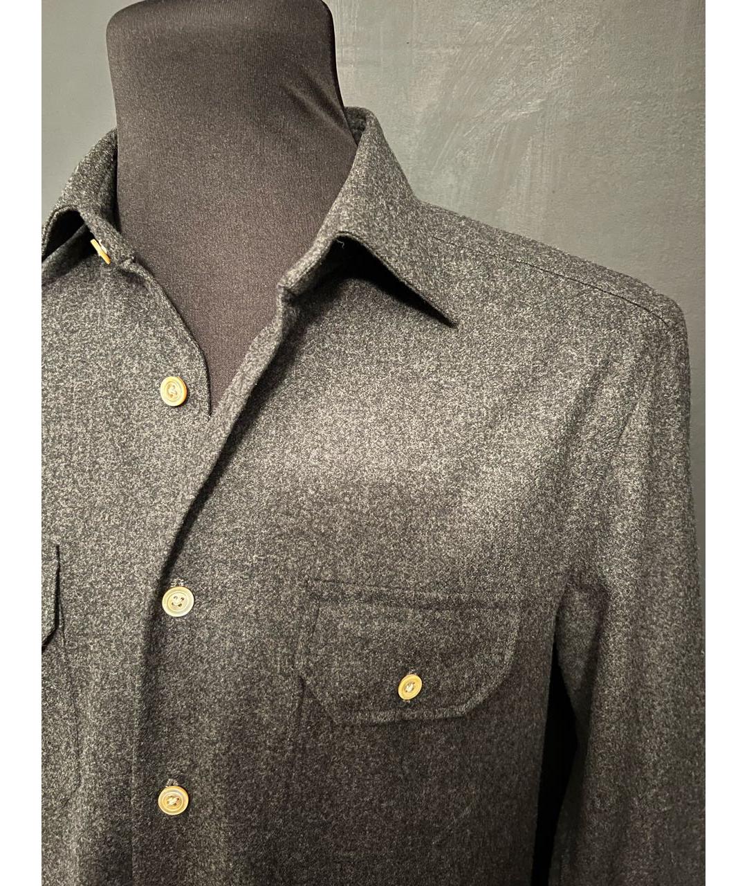 KITON Серая шерстяная кэжуал рубашка, фото 5