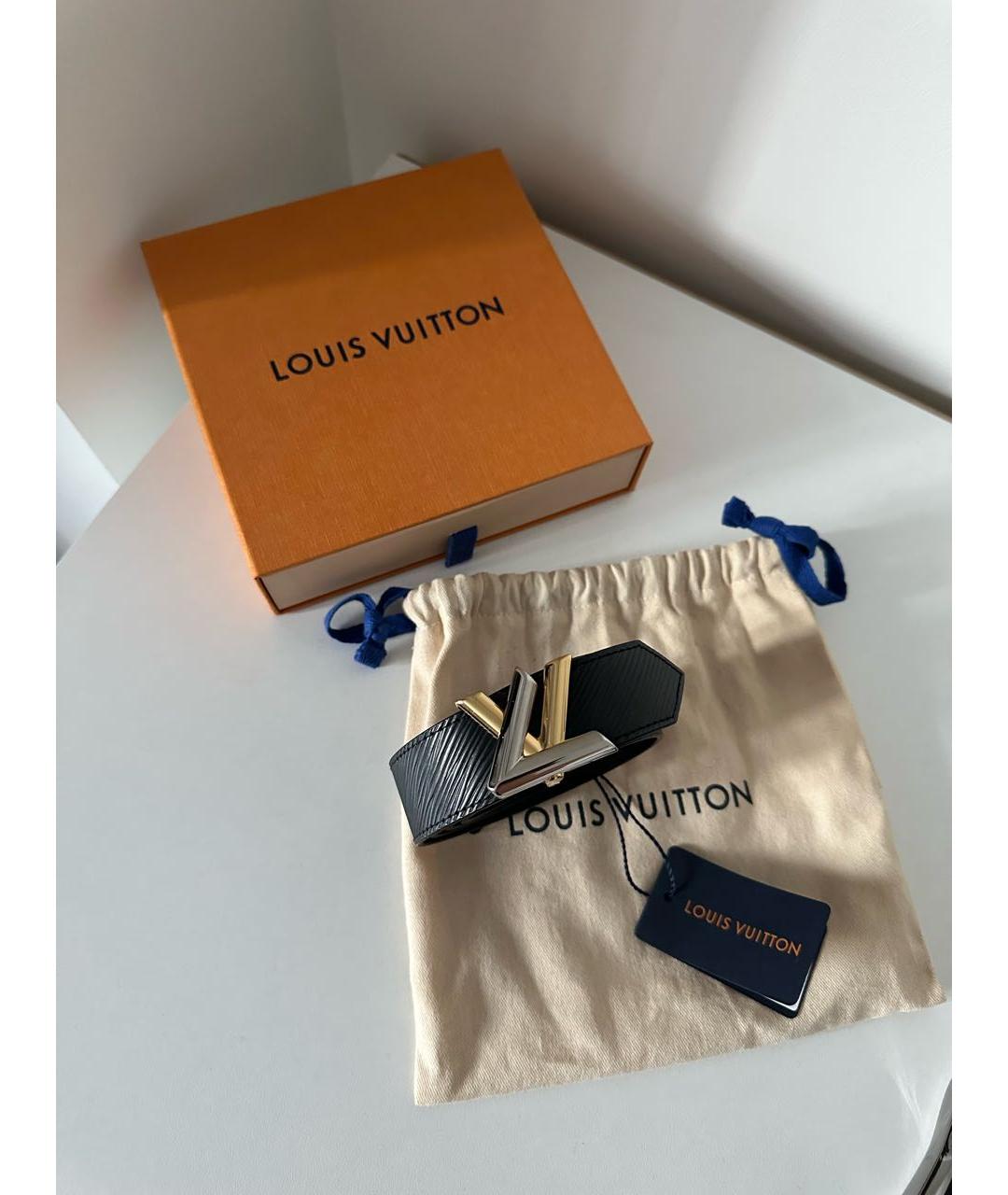 LOUIS VUITTON Черный кожаный ремень, фото 2