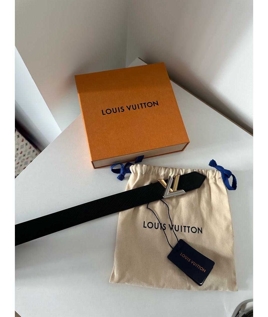 LOUIS VUITTON Черный кожаный ремень, фото 3