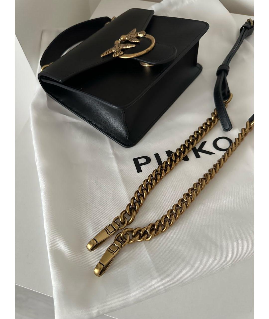 PINKO Черная кожаная сумка через плечо, фото 4