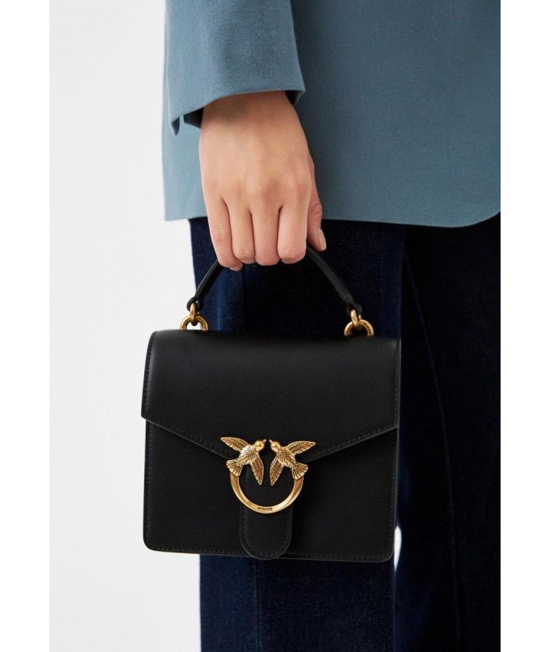 PINKO Черная кожаная сумка через плечо, фото 5