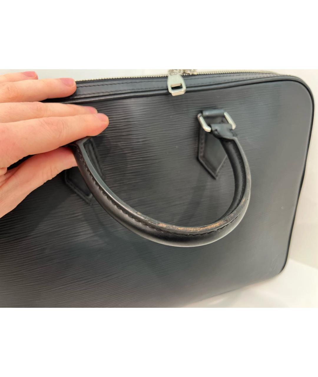 LOUIS VUITTON Черный кожаный портфель, фото 5