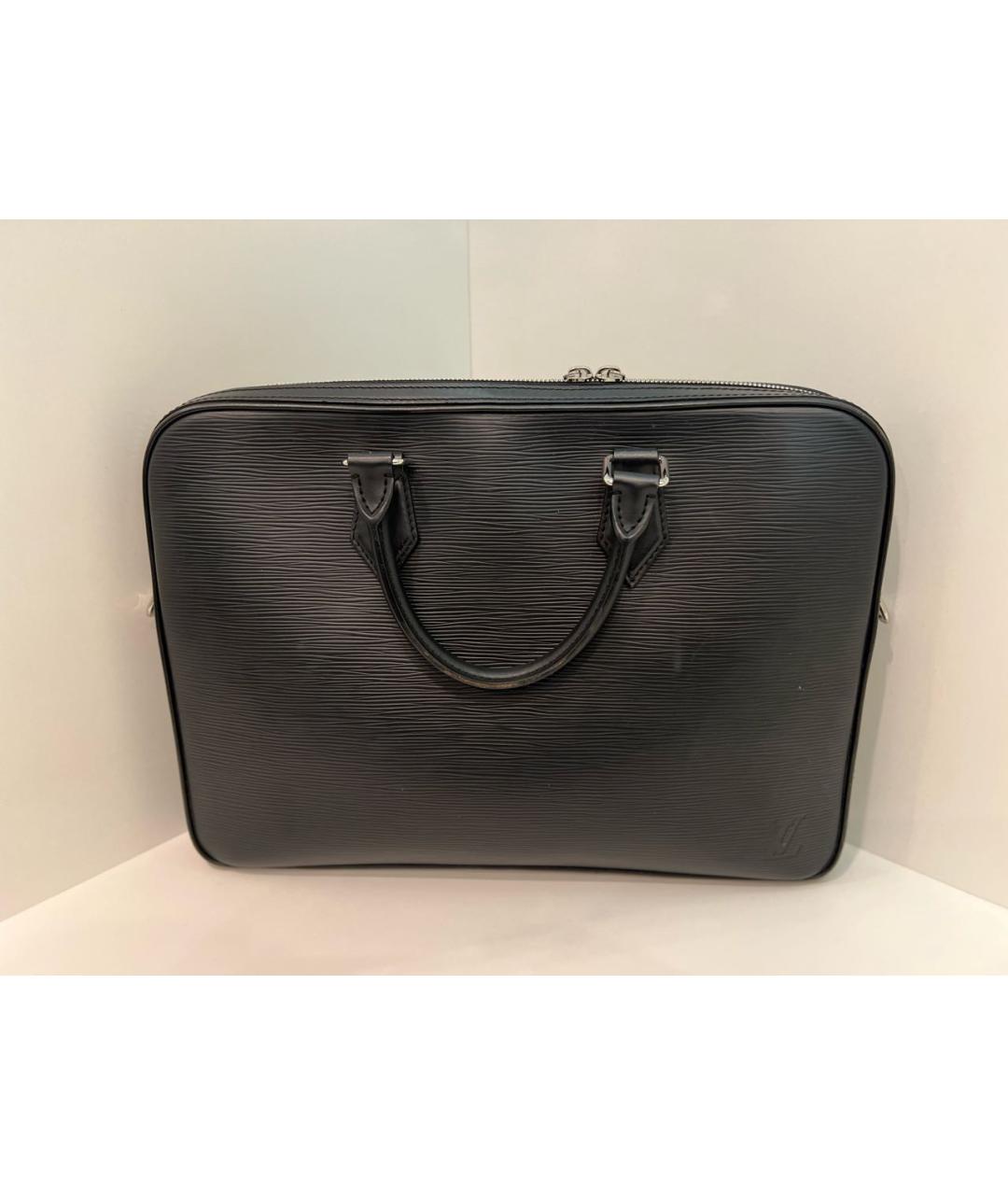 LOUIS VUITTON Черный кожаный портфель, фото 8