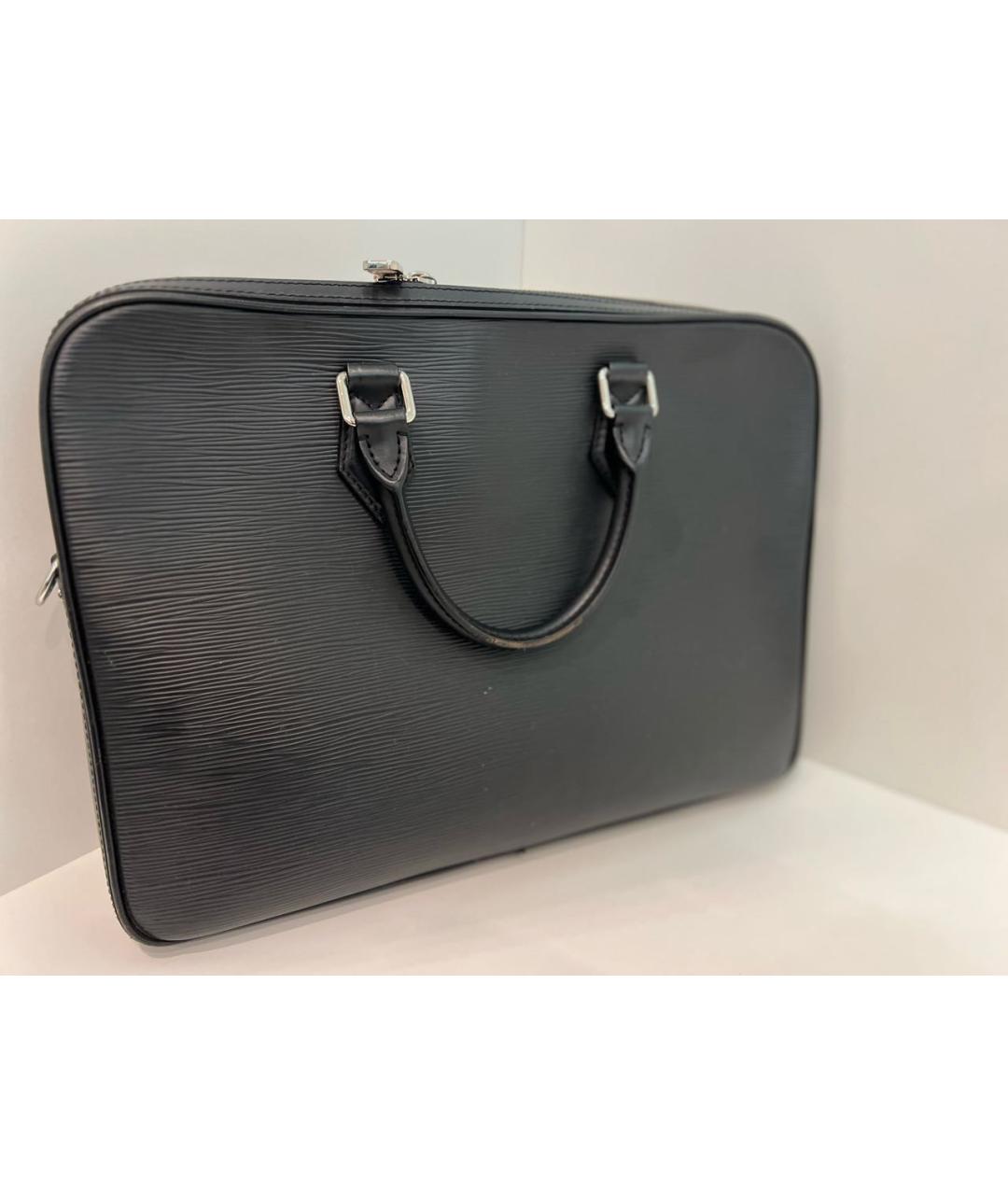LOUIS VUITTON Черный кожаный портфель, фото 2