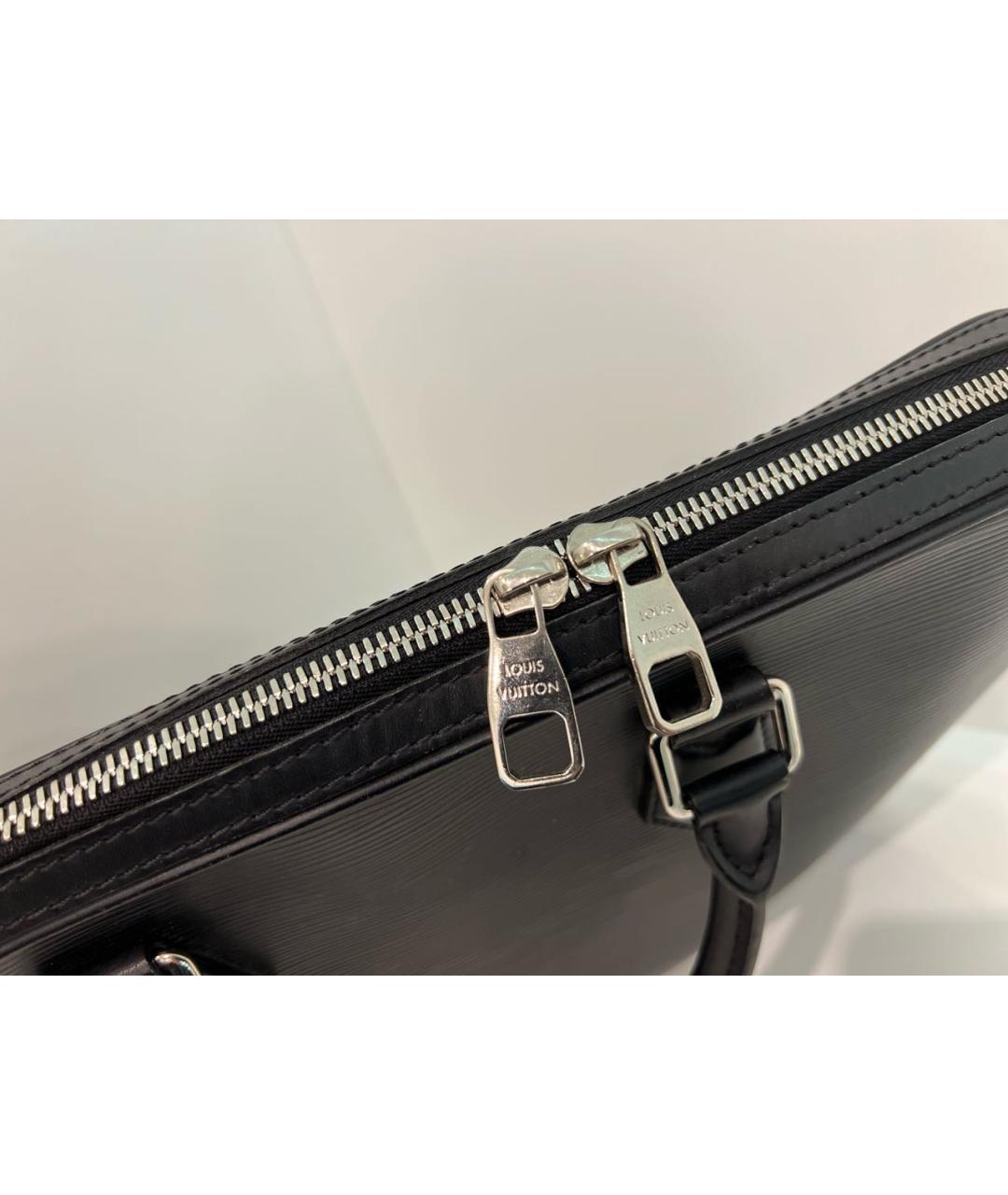 LOUIS VUITTON Черный кожаный портфель, фото 4