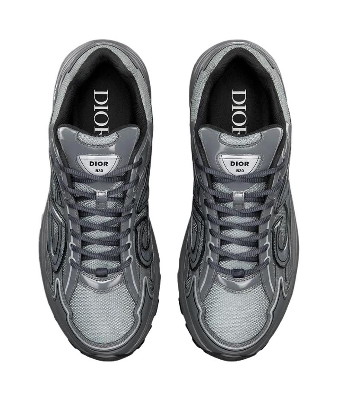 CHRISTIAN DIOR Серые текстильные низкие кроссовки / кеды, фото 4