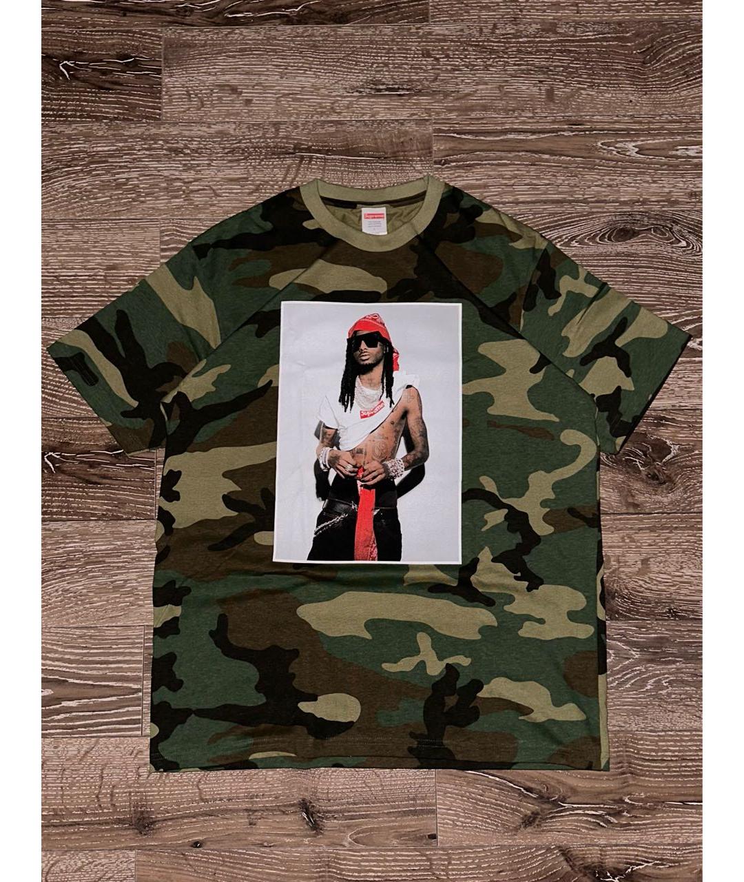 SUPREME Хаки хлопковая футболка, фото 2