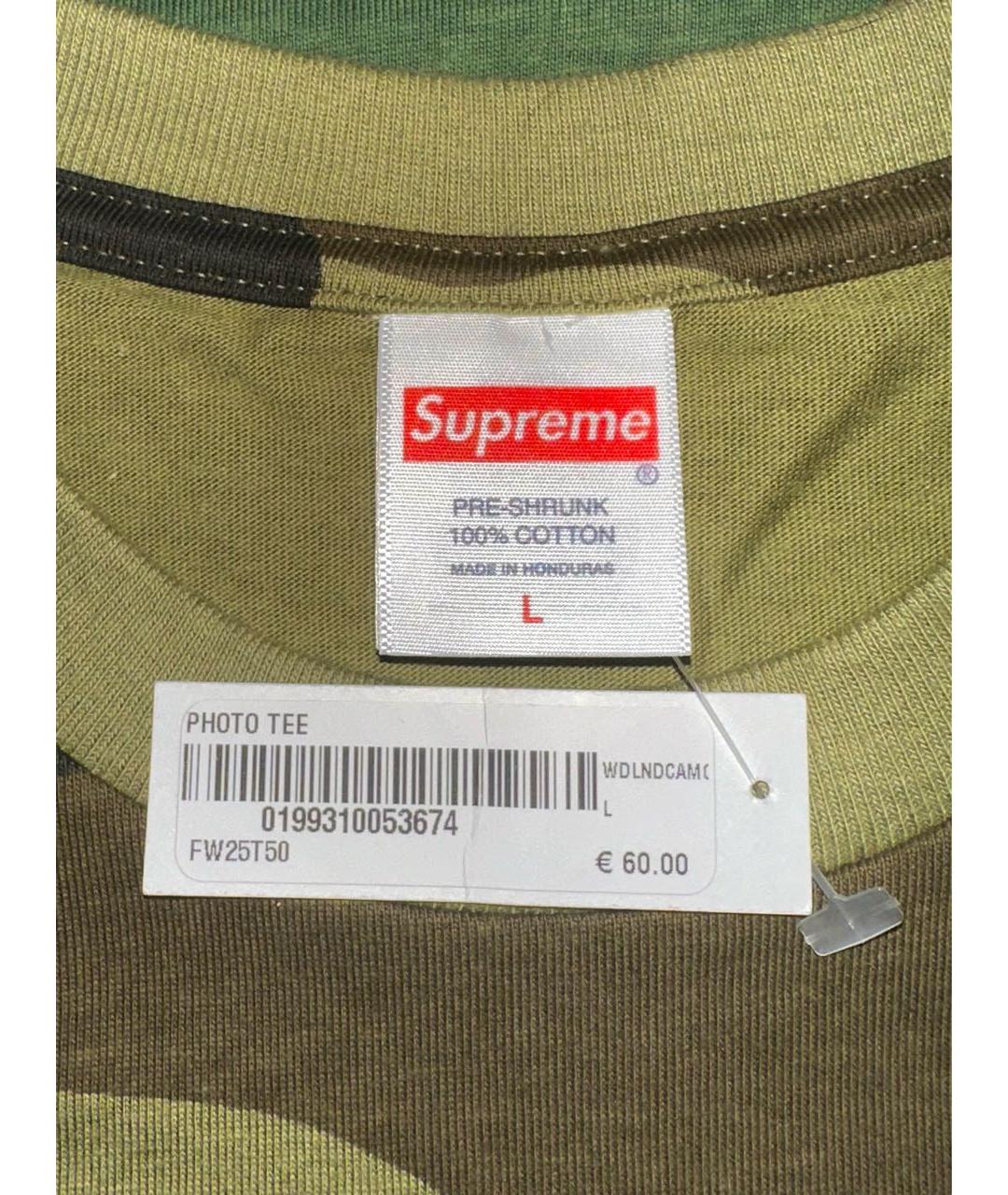 SUPREME Хаки хлопковая футболка, фото 5