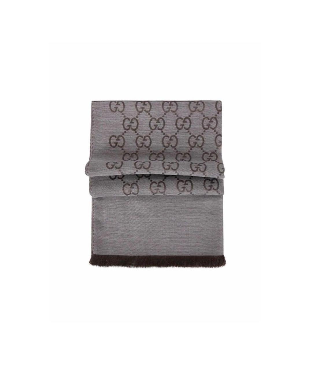 GUCCI Коричневый шерстяной платок, фото 1