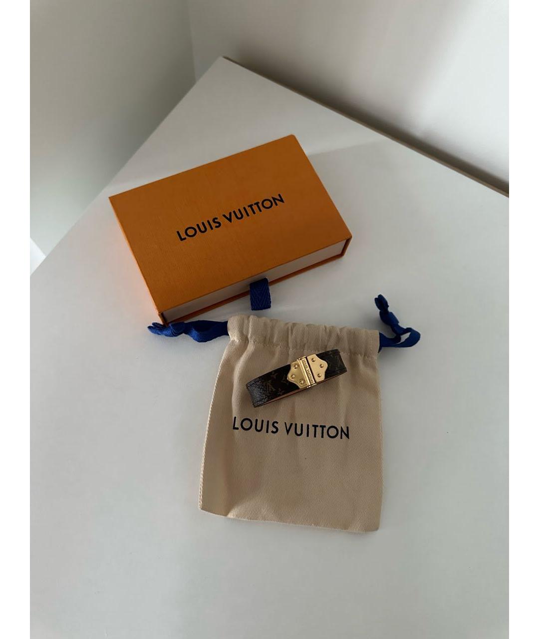 LOUIS VUITTON Коричневый позолоченный браслет, фото 3