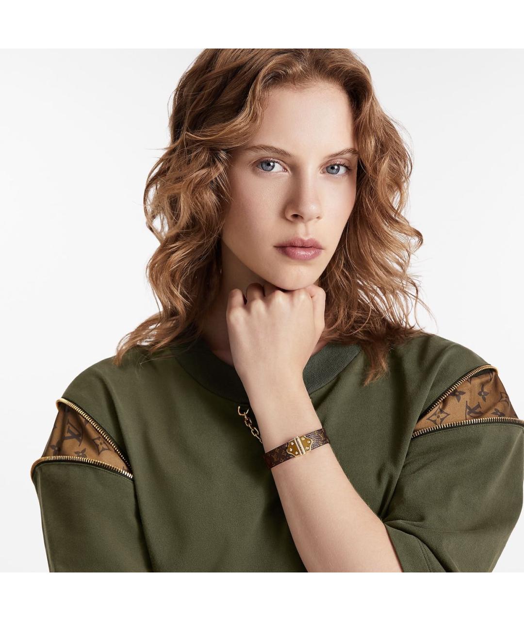 LOUIS VUITTON Коричневый позолоченный браслет, фото 7