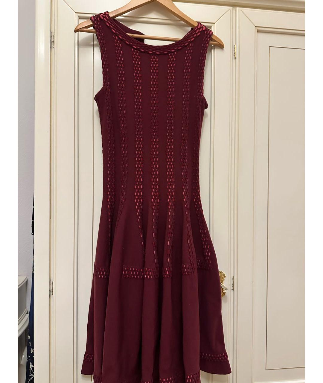ALAIA Бордовое хлопко-эластановое повседневное платье, фото 5