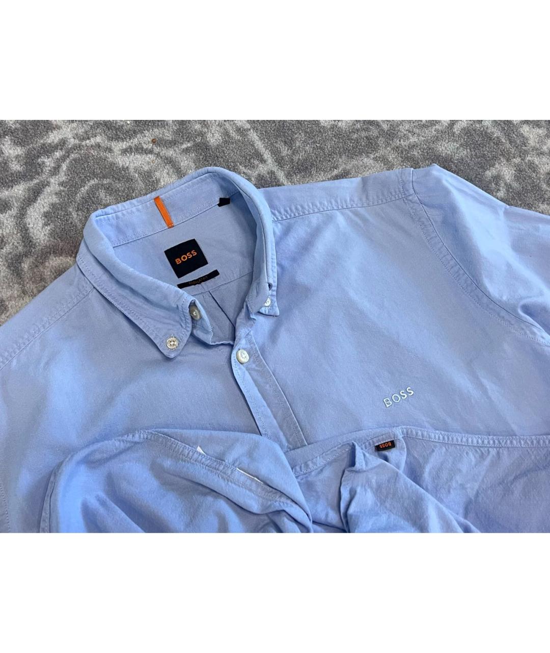 HUGO BOSS Голубая хлопковая классическая рубашка, фото 4