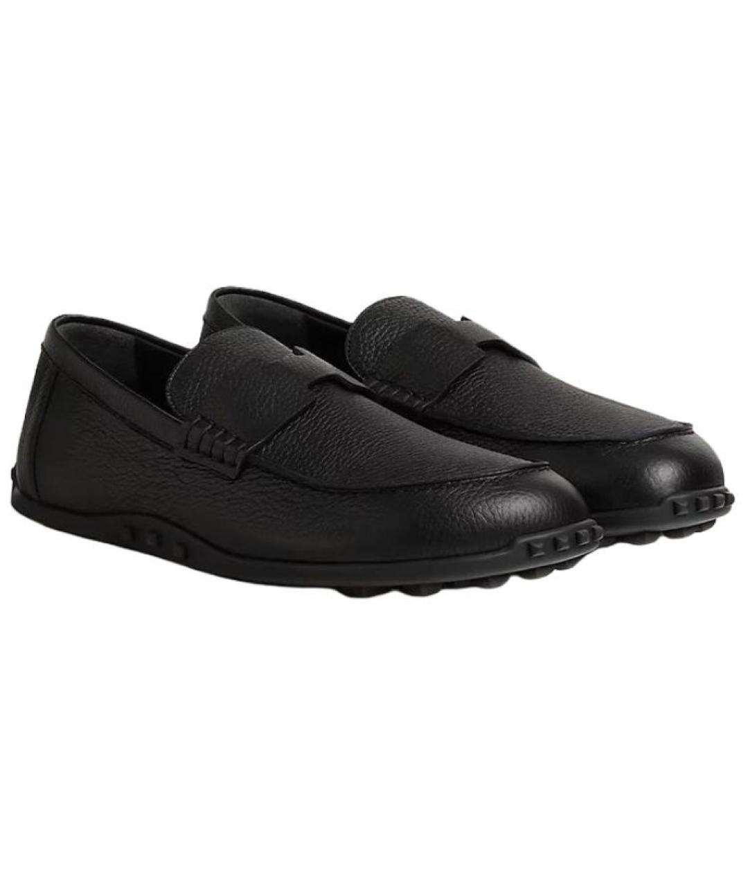 HERMES Черные кожаные лоферы, фото 3