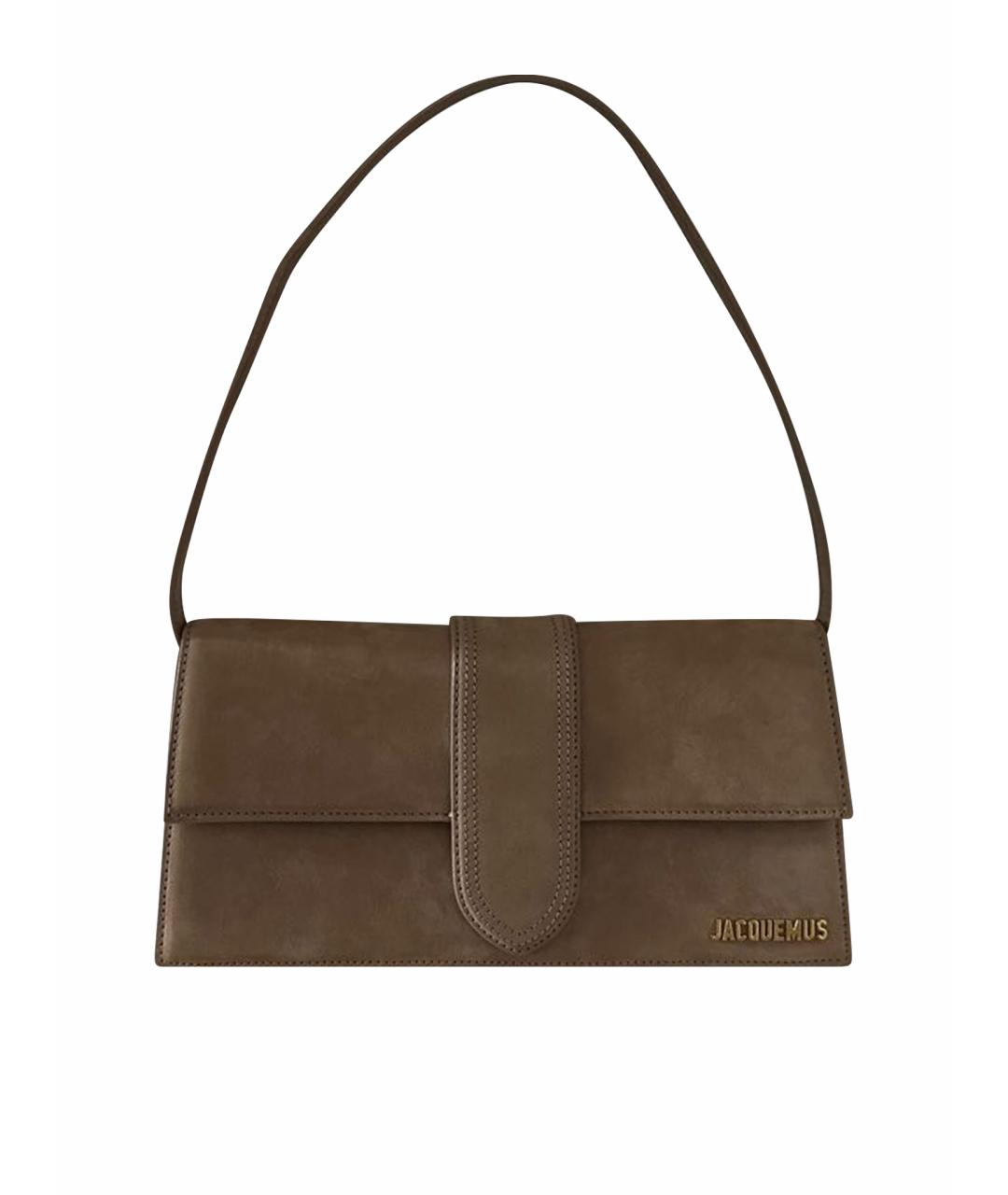 JACQUEMUS Бежевая замшевая сумка с короткими ручками, фото 1