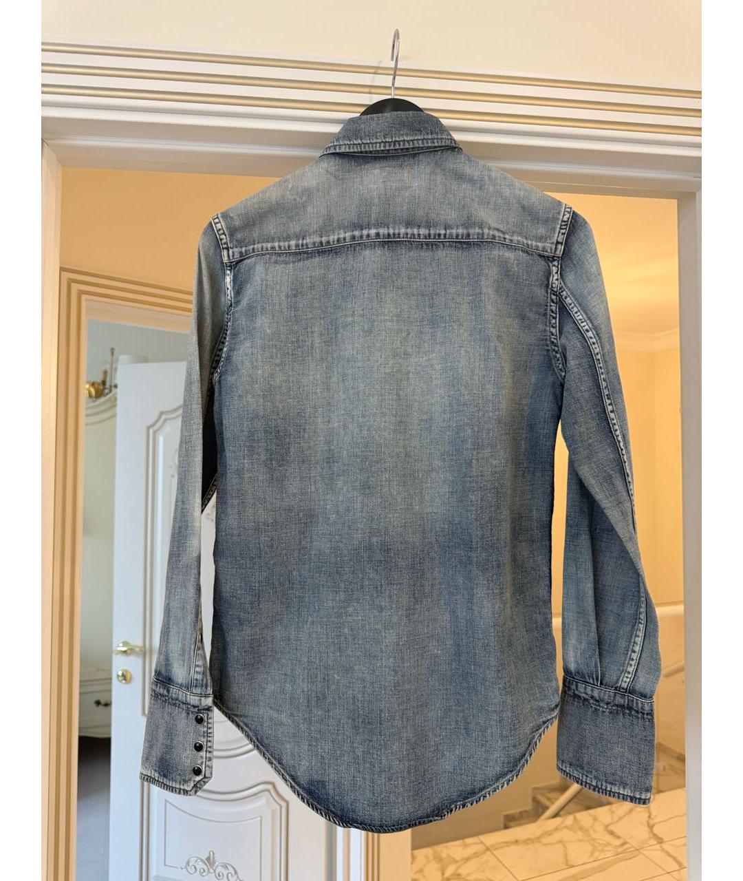SAINT LAURENT Синяя хлопковая рубашка, фото 2