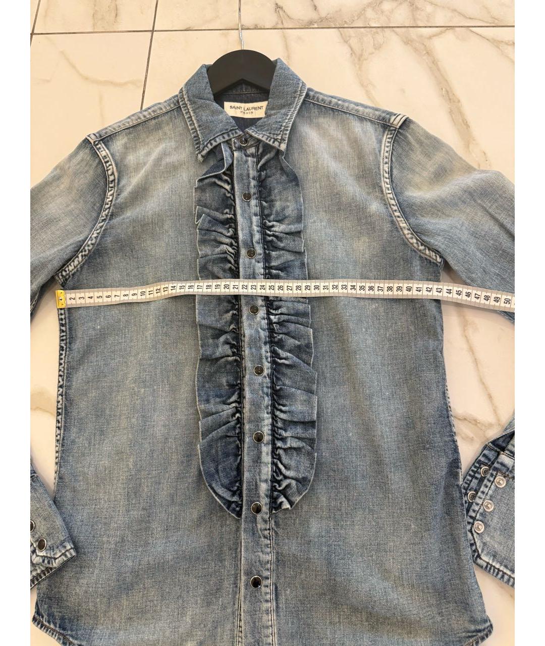 SAINT LAURENT Синяя хлопковая рубашка, фото 5