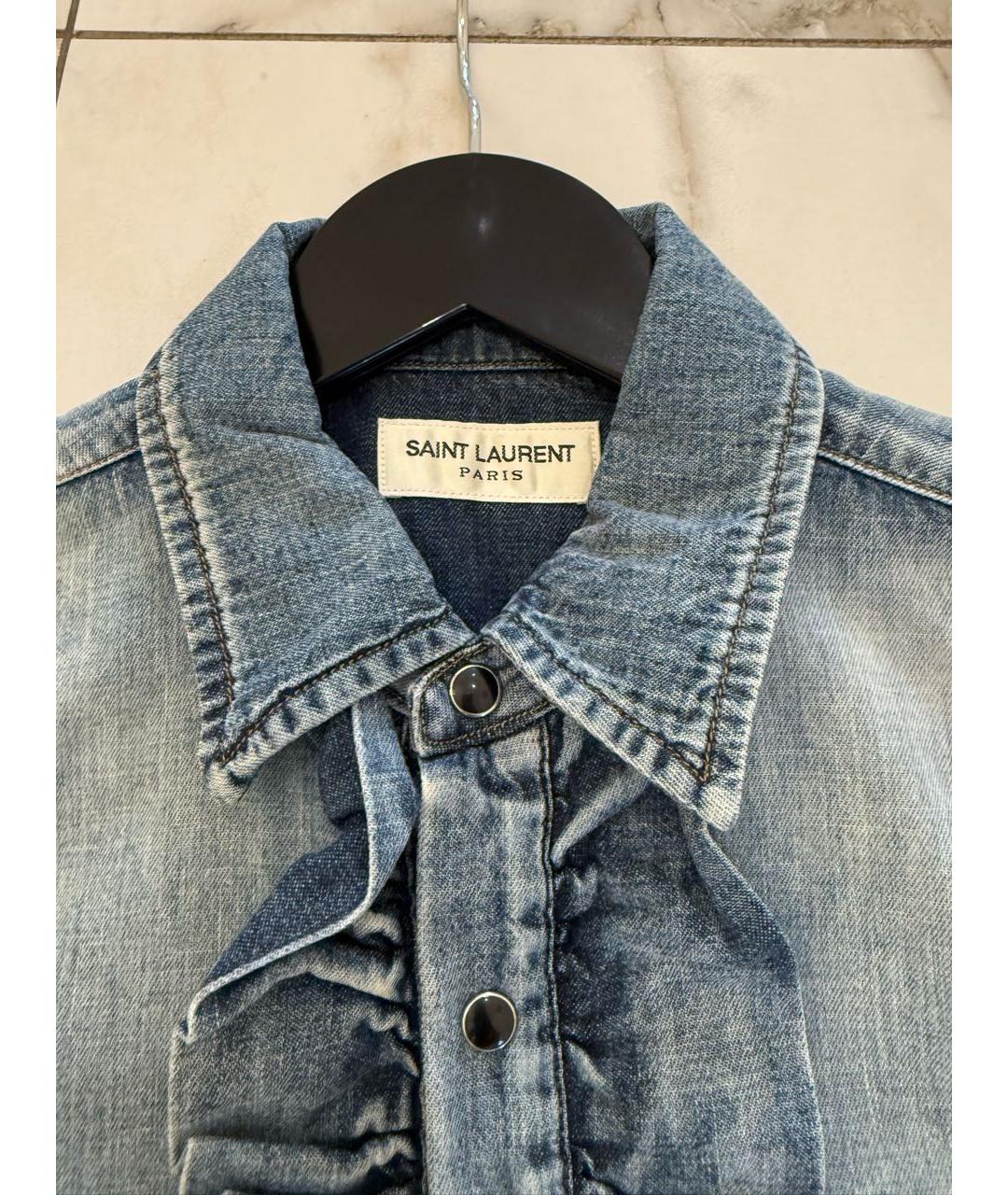 SAINT LAURENT Синяя хлопковая рубашка, фото 3