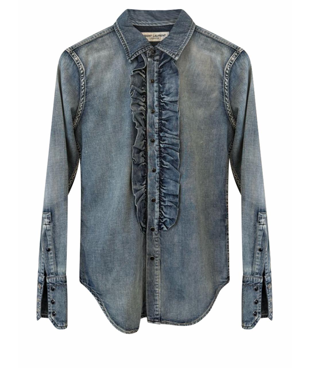SAINT LAURENT Синяя хлопковая рубашка, фото 1