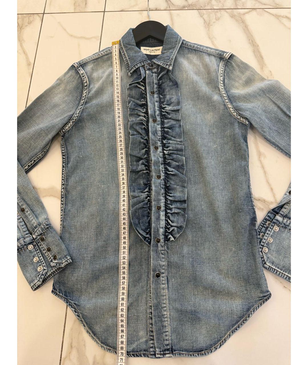 SAINT LAURENT Синяя хлопковая рубашка, фото 4