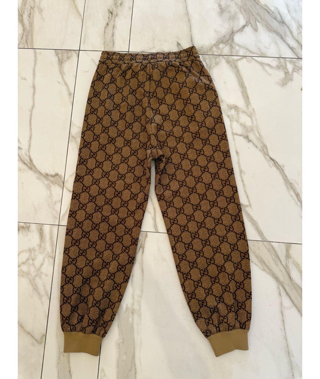 GUCCI Коричневые полиэстеровые спортивные брюки и шорты, фото 2