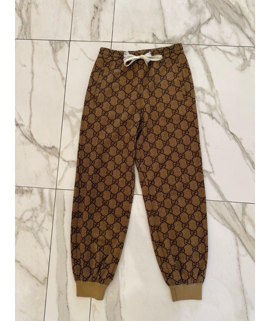 GUCCI Коричневые полиэстеровые спортивные брюки и шорты, фото 8