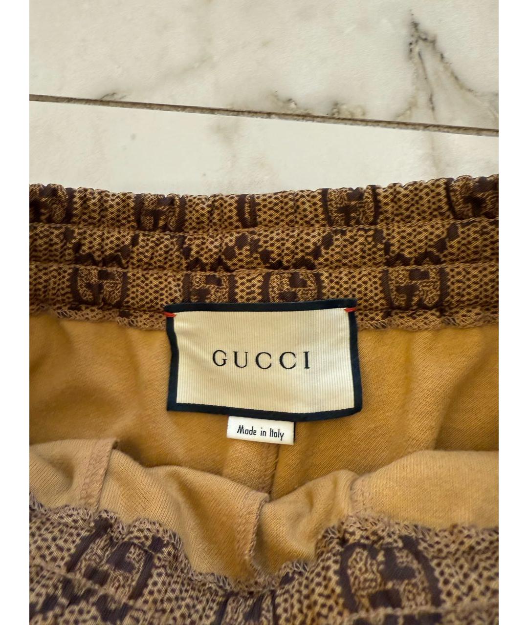GUCCI Коричневые полиэстеровые спортивные брюки и шорты, фото 3