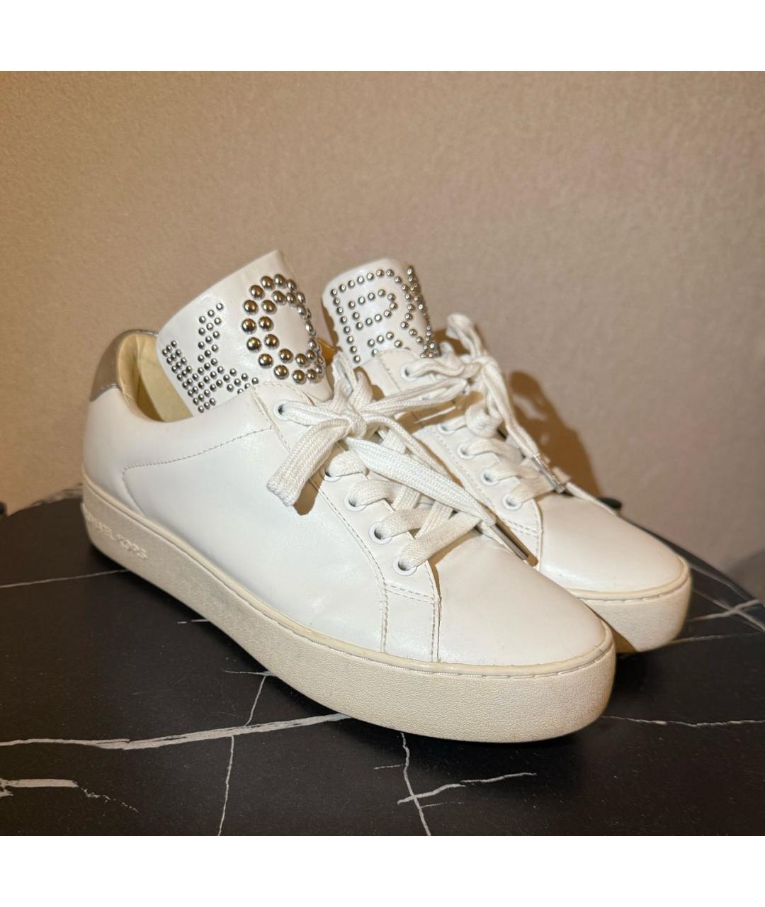 MICHAEL KORS Белые кожаные кроссовки, фото 6