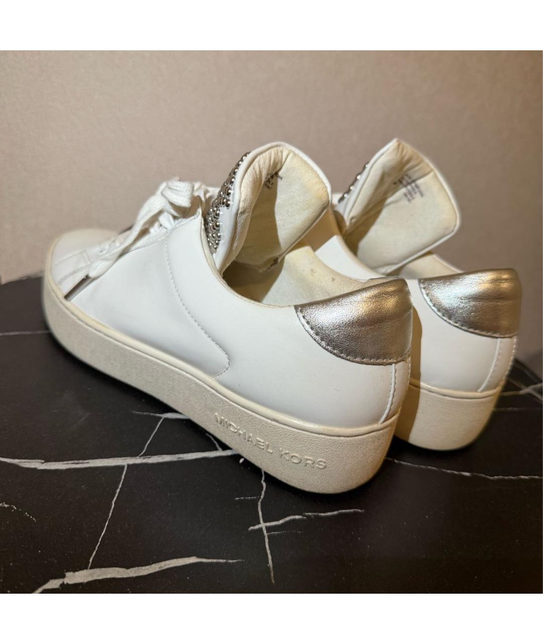 MICHAEL KORS Белые кожаные кроссовки, фото 4